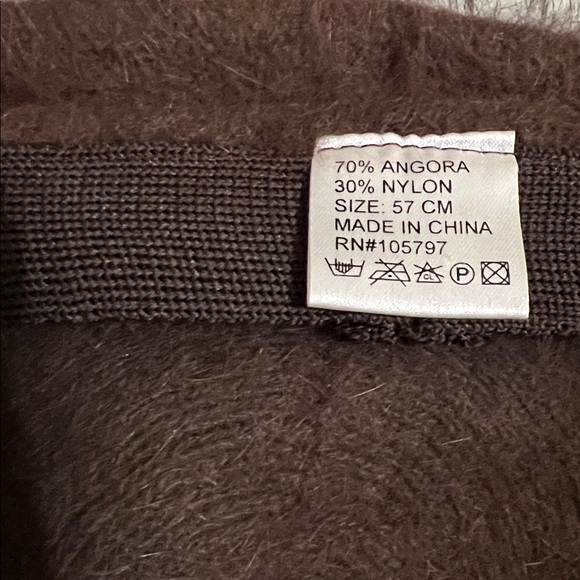 Y2K Angora Blend Butterfly Sequin Embellished Brown Hat - Picture 7 of 8